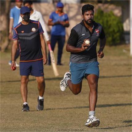 Indian fast bowler Varun Aaron practicing at our Ground